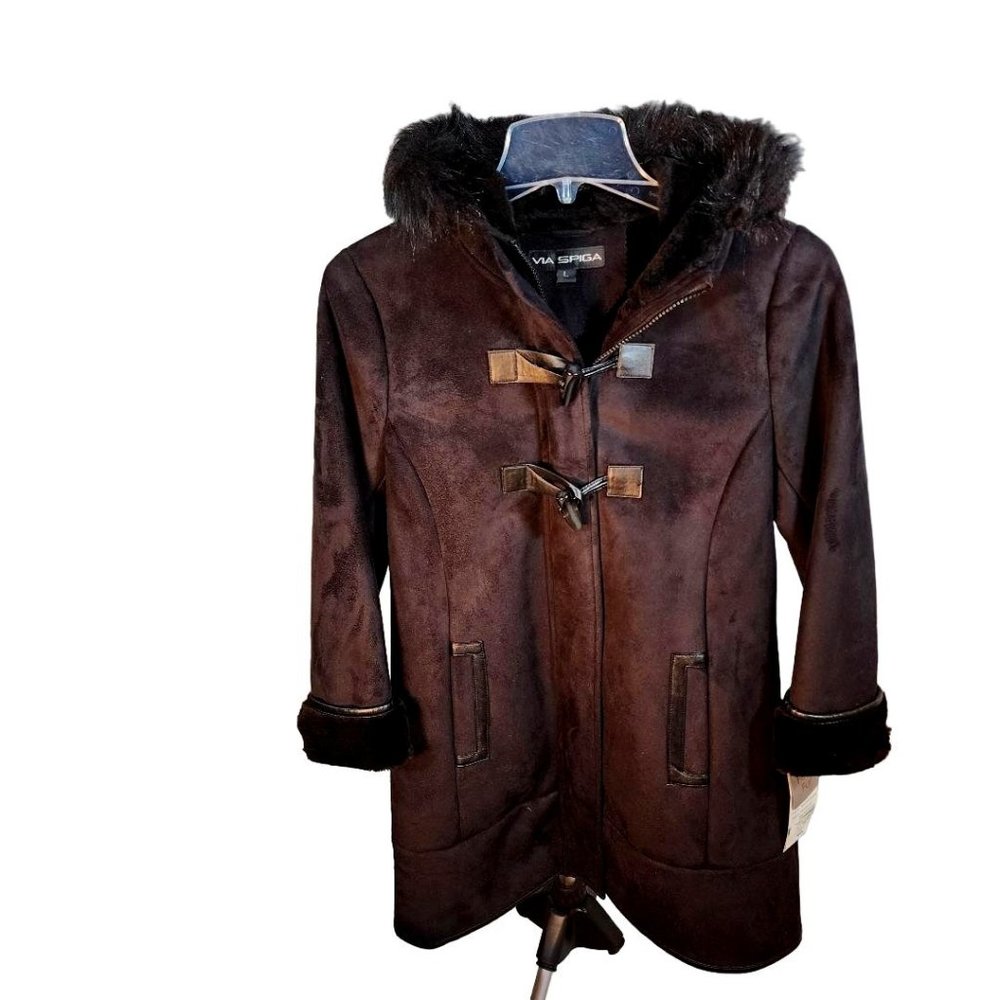 NEW‎ Via Spiga Full length Girl's Coat With Shearling Lining Full Zipper. Large
